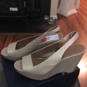 Light gold wedge heels